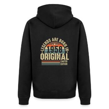 Les légendes naissent en 1958 - Veste à capuche bio Premium Unisexe - noir - Dos - Nico (187cm)