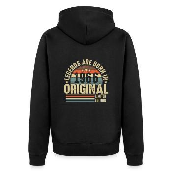 Les légendes sont nées en 1966 - Veste à capuche bio Premium Unisexe - noir - Dos - Nico (187cm)