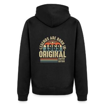 Legenden werden 1969 geboren - Unisex Premium Bio Zip Hoodie - Schwarz - Hinten - Nico (187cm)