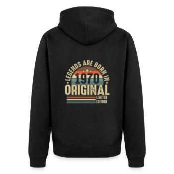 Les légendes sont nées en 1970 - Veste à capuche bio Premium Unisexe - noir - Dos - Nico (187cm)