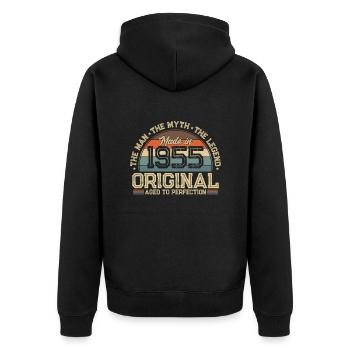 Jahrgang 1955 – Legend wird 69! - Unisex Premium Organic Zip Hoodie - black - Back - Nico (187cm)