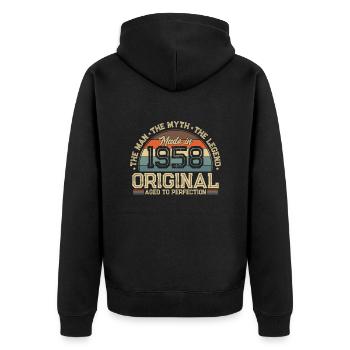 Legendary 66th birthday 1958 - Unisex Premium Organic Zip Hoodie - black - Back - Nico (187cm)