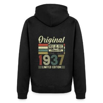 Legendary 87 Birthday 1937 - Unisex Premium Organic Zip Hoodie - black - Back - Nico (187cm)