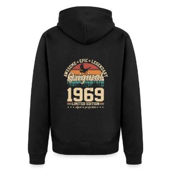 Legendary 1969 Birthday - Unisex Premium Organic Zip Hoodie - black - Back - Nico (187cm)