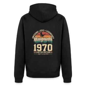 Légendaire 54e anniversaire 1970 - Veste à capuche bio Premium Unisexe - noir - Dos - Nico (187cm)