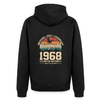 Légendaire 56e anniversaire Style rétro 1968 - Veste à capuche bio Premium Unisexe - noir - Dos - Nico (187cm)
