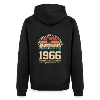 Geburtstag 1966 - Vintage Jubiläum - Unisex Premium Bio Zip Hoodie - Schwarz - Hinten - Nico (187cm)