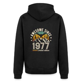 Joie d'anniversaire vintage 1977 - Veste à capuche bio Premium Unisexe - noir - Dos - Nico (187cm)