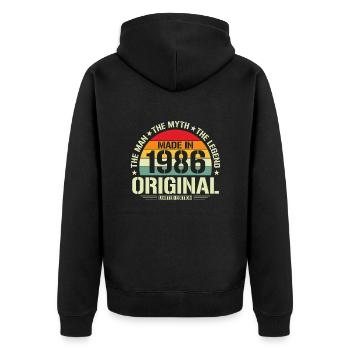 Vintage 1986 Birthday Retro Style - Unisex Premium Organic Zip Hoodie - black - Back - Nico (187cm)
