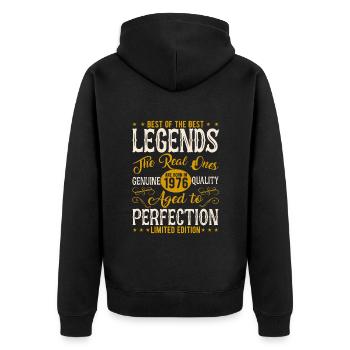 Vintage 1976 Birthday Gift - Unisex Premium Organic Zip Hoodie - black - Back - Nico (187cm)