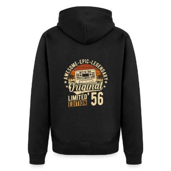 1956 Vintage Birthday - Unisex Premium Organic Zip Hoodie - black - Back - Nico (187cm)
