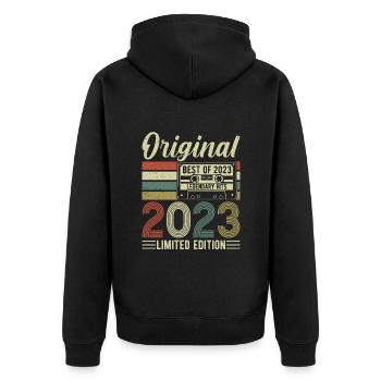 Millésime 2023 – Un millésime du siècle ! - Veste à capuche bio Premium Unisexe - noir - Dos - Nico (187cm)
