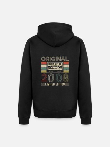 Legendary 16th Anniversary of 2008 - Unisex Premium Organic Zip Hoodie - black