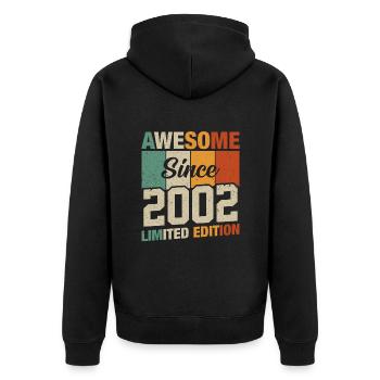 Legendäres Geburtsjahr 2002 - Unisex Premium Bio Zip Hoodie - Schwarz - Hinten - Nico (187cm)
