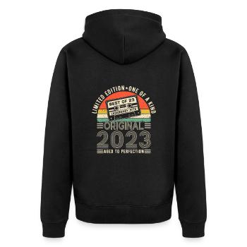 Fête d’anniversaire légendaire 2023 - Veste à capuche bio Premium Unisexe - noir - Dos - Nico (187cm)