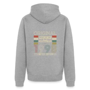 Légendes nées 199 - Veste à capuche bio Premium Unisexe - gris chiné - Dos - Nico (187cm)