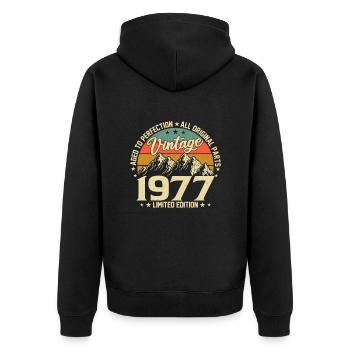 Légendes de 1977 - Veste à capuche bio Premium Unisexe - noir - Dos - Nico (187cm)