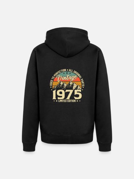 Legendarisk fødselsår 1975 - Premium økologisk unisex-hættejakke - sort