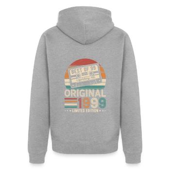 Année jubilaire 1999 - Veste à capuche bio Premium Unisexe - gris chiné - Dos - Nico (187cm)