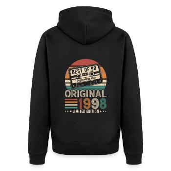 Rétro anniversaire 1998 légende - Veste à capuche bio Premium Unisexe - noir - Dos - Nico (187cm)