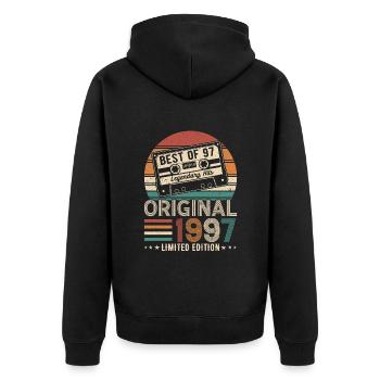 Jeune et élégant - Né en 1997 - Veste à capuche bio Premium Unisexe - noir - Dos - Nico (187cm)