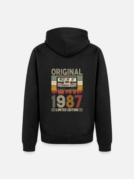 Millésime 1987 Anniversaire - Veste à capuche bio Premium Unisexe - noir