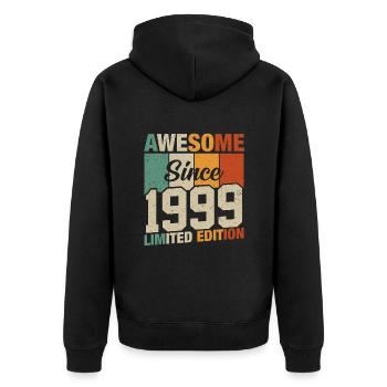 Jubilee year 1999 - Unisex Premium Organic Zip Hoodie - black - Back - Nico (187cm)