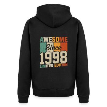 1998 Geboren Legenden - Unisex Premium Bio Zip Hoodie - Schwarz - Hinten - Nico (187cm)