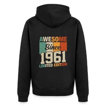 Né légendaire en 1961 - Veste à capuche bio Premium Unisexe - noir - Dos - Nico (187cm)