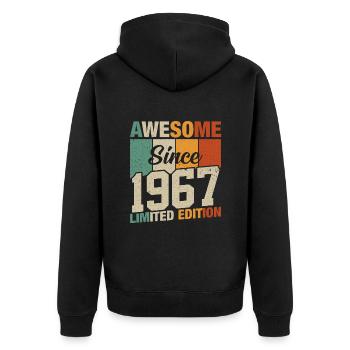 Légendes nées 1967 - Veste à capuche bio Premium Unisexe - noir - Dos - Nico (187cm)