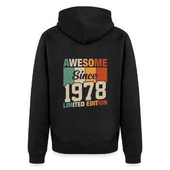 Millésime légendaire 1978 - Veste à capuche bio Premium Unisexe - noir - Dos - Nico (187cm)