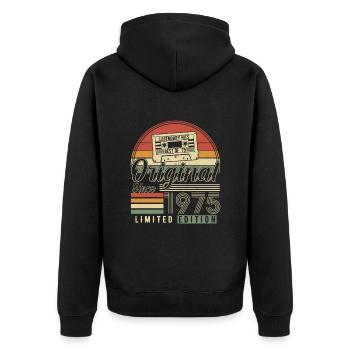 Born Legends 1975 - Unisex Premium Organic Zip Hoodie - black - Back - Nico (187cm)