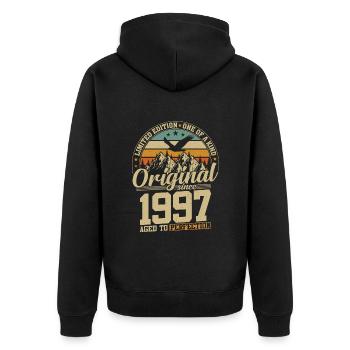 Vintage Vintage 1997 - Un original depuis 27 ans - Veste à capuche bio Premium Unisexe - noir - Dos - Nico (187cm)