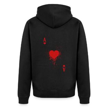 Card Game Costume Ladies Carnival Heart Ace - Unisex Premium Organic Zip Hoodie - black - Back - Nico (187cm)