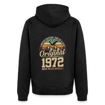 Golden vintage 1972 - Unisex Premium Organic Zip Hoodie - black - Back - Nico (187cm)
