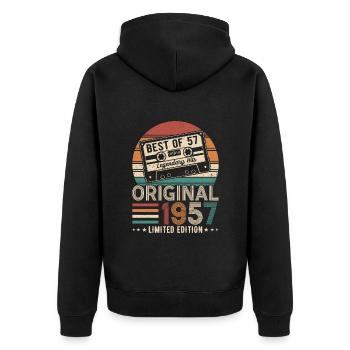 Anniversaire légendaire de 1957 - Veste à capuche bio Premium Unisexe - noir - Dos - Nico (187cm)