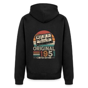 Millésime 1951 - Né légendaire - Veste à capuche bio Premium Unisexe - noir - Dos - Nico (187cm)