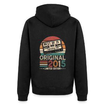 Legendary Vintage 2015 Retro - Unisex Premium Organic Zip Hoodie - black - Back - Nico (187cm)