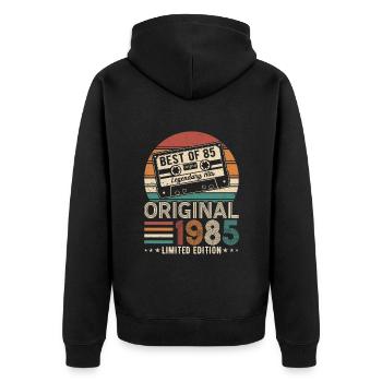 Legendary 1985 - Unisex Premium Organic Zip Hoodie - black - Back - Nico (187cm)