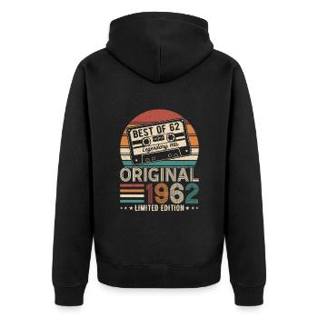 Born in 1962 - Vintage Legends - Unisex Premium Organic Zip Hoodie - black - Back - Nico (187cm)