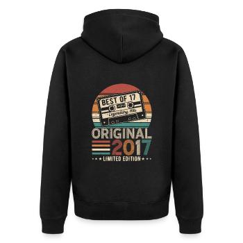 Geboren Legenden - Unisex Premium Bio Zip Hoodie - Schwarz - Hinten - Nico (187cm)