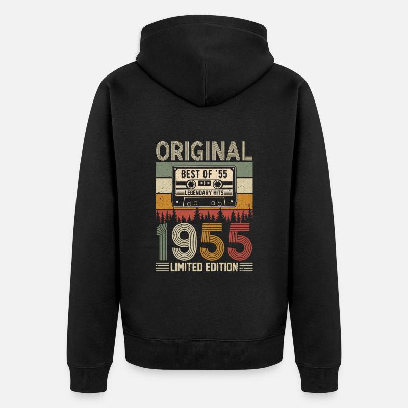 Légendes nées en 1955 - Veste à capuche bio Premium Unisexe - noir