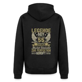 Legende seit 55 Jahren - Unisex Premium Bio Zip Hoodie - Schwarz - Hinten - Nico (187cm)