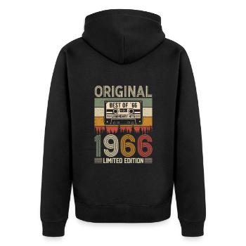 Legendary vintage 1966 - Unisex Premium Organic Zip Hoodie - black - Back - Nico (187cm)