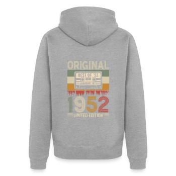 Geboren Legenden 1952 - Unisex Premium Bio Zip Hoodie - Grau meliert - Hinten - Nico (187cm)