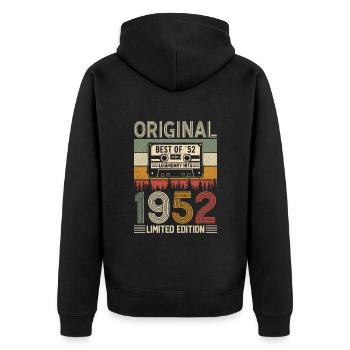 Born legends in 1952 - Unisex Premium Organic Zip Hoodie - black - Back - Nico (187cm)