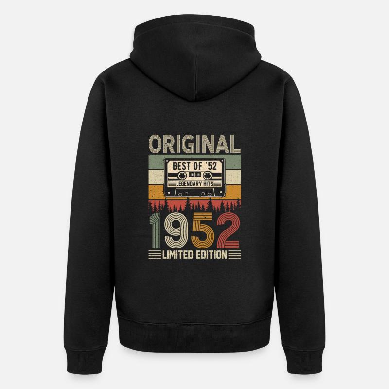 Légendes nées en 1952 - Veste à capuche bio Premium Unisexe - noir