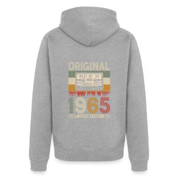 Born Legends '65 - Unisex Premium Organic Zip Hoodie - heather grey - Back - Nico (187cm)