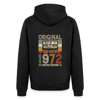 Golden Vintage '72 Birthday Joy - Unisex Premium Organic Zip Hoodie - black - Back - Nico (187cm)