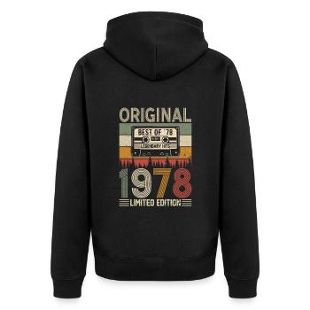 Birthday Nostalgia '78 - Unisex Premium Organic Zip Hoodie - black - Back - Nico (187cm)